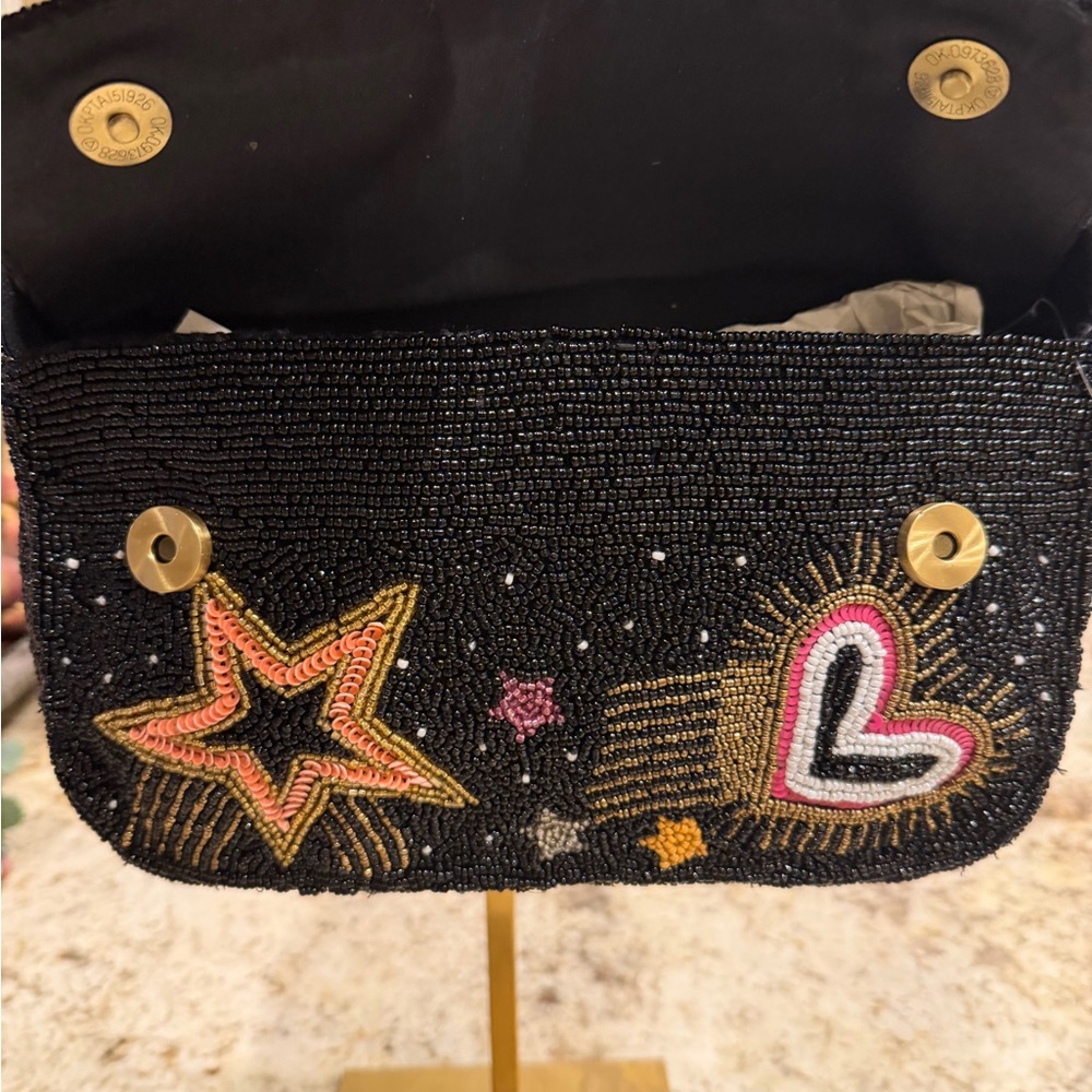 America & Beyond Cosmic Black Beaded shoulder Bag - Picture 5 of 9